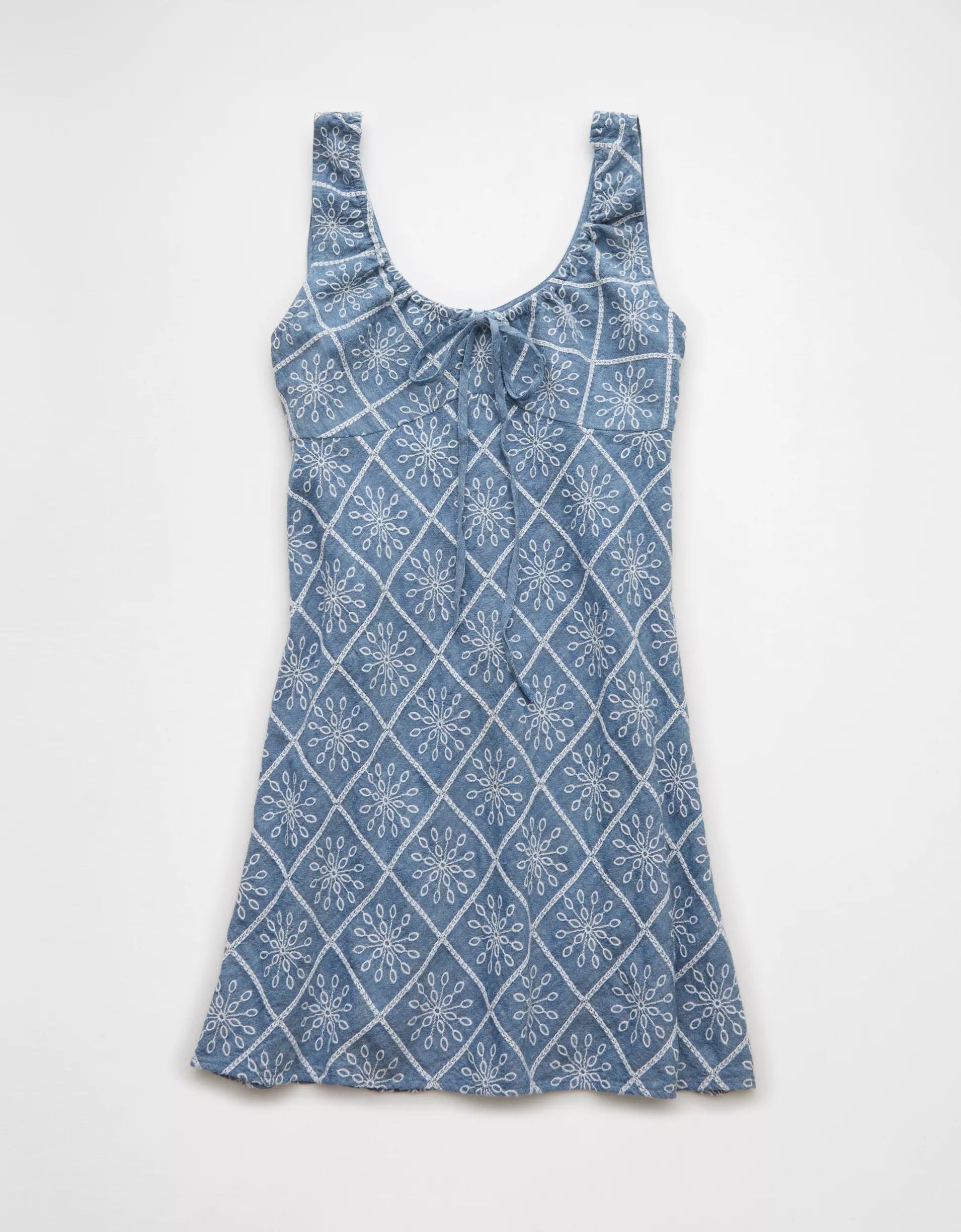 AE Tie Front Eyelet Mini Dress Product Image