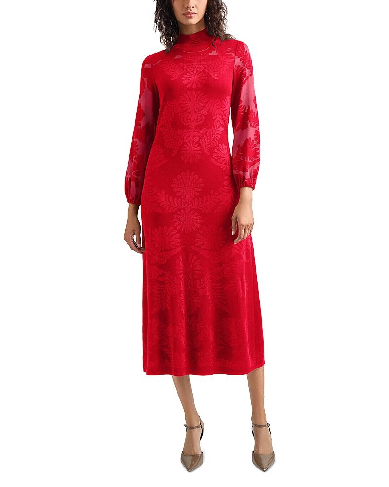 Misook Mock Neck Burnout Knit Midi Dress Product Image