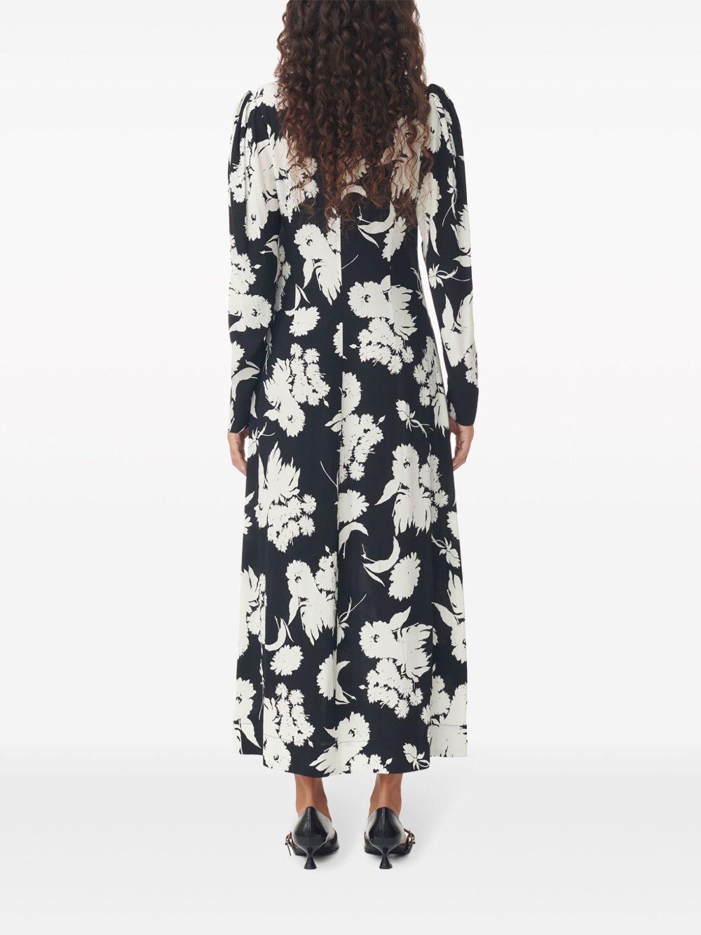 floral-print long-sleeve midi dress Product Image