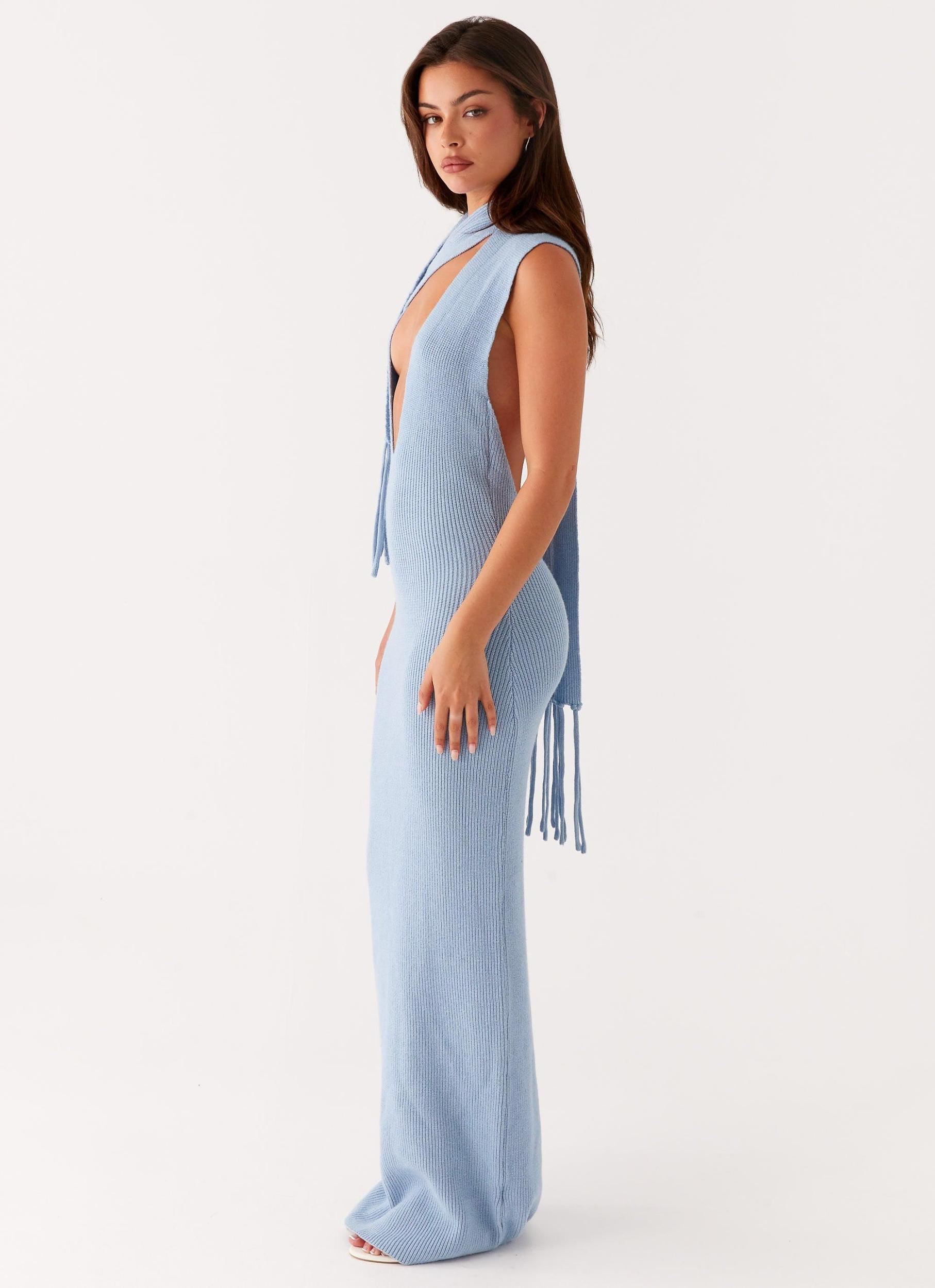 Raine Knit Maxi Dress - Blue Product Image