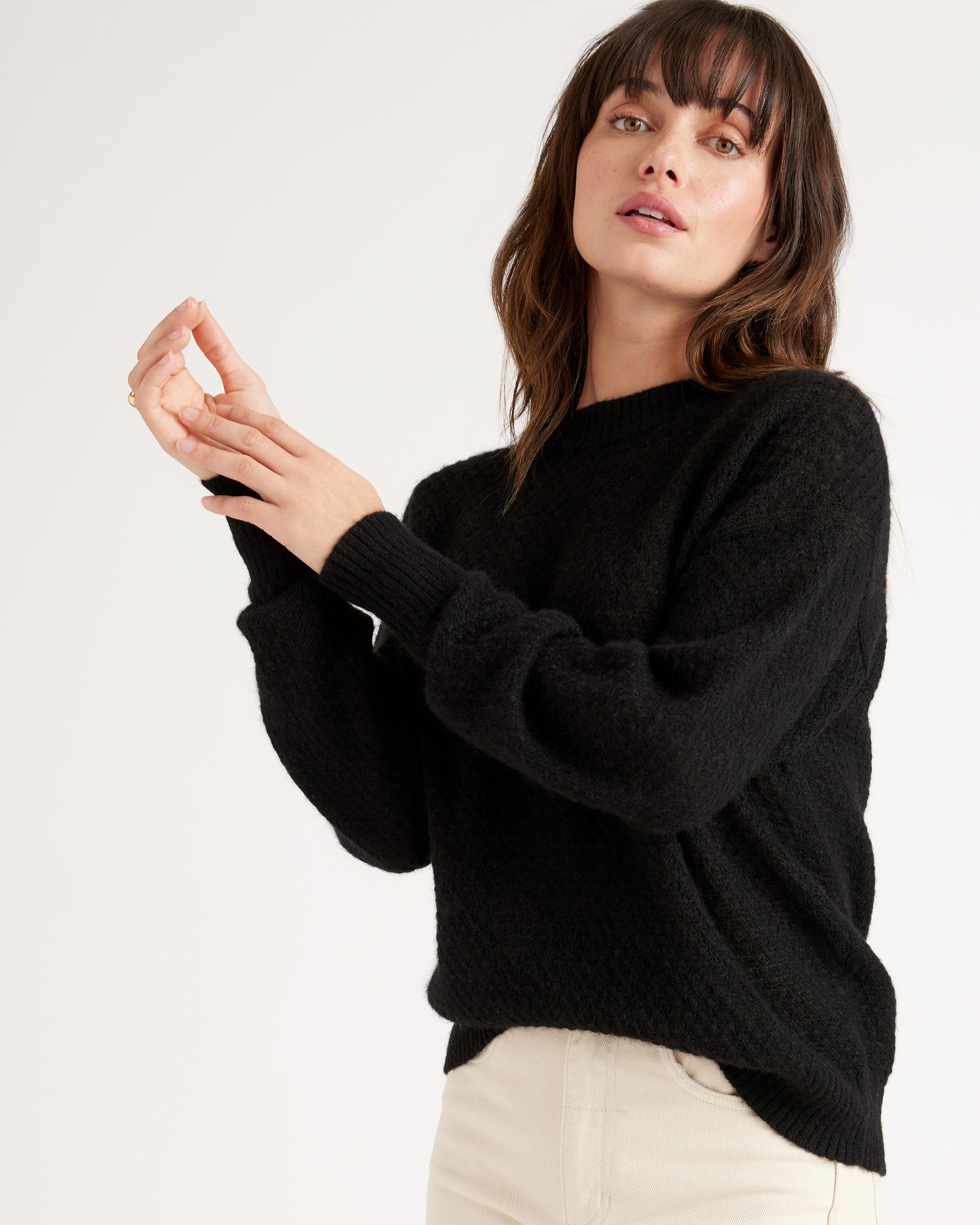 Quince | Women's Baby Alpaca-Wool Diamond Stitch Crew Neck Alpaca Sweater Size XL Product Image