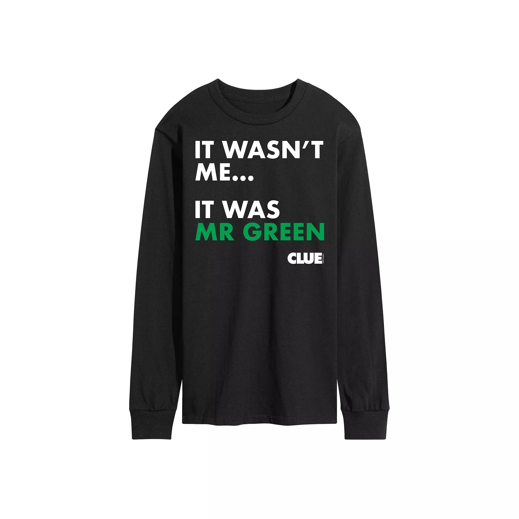 Men's Clue It Was Mr Green Long Sleeve Graphic Tee by Hasbro,  Product Image