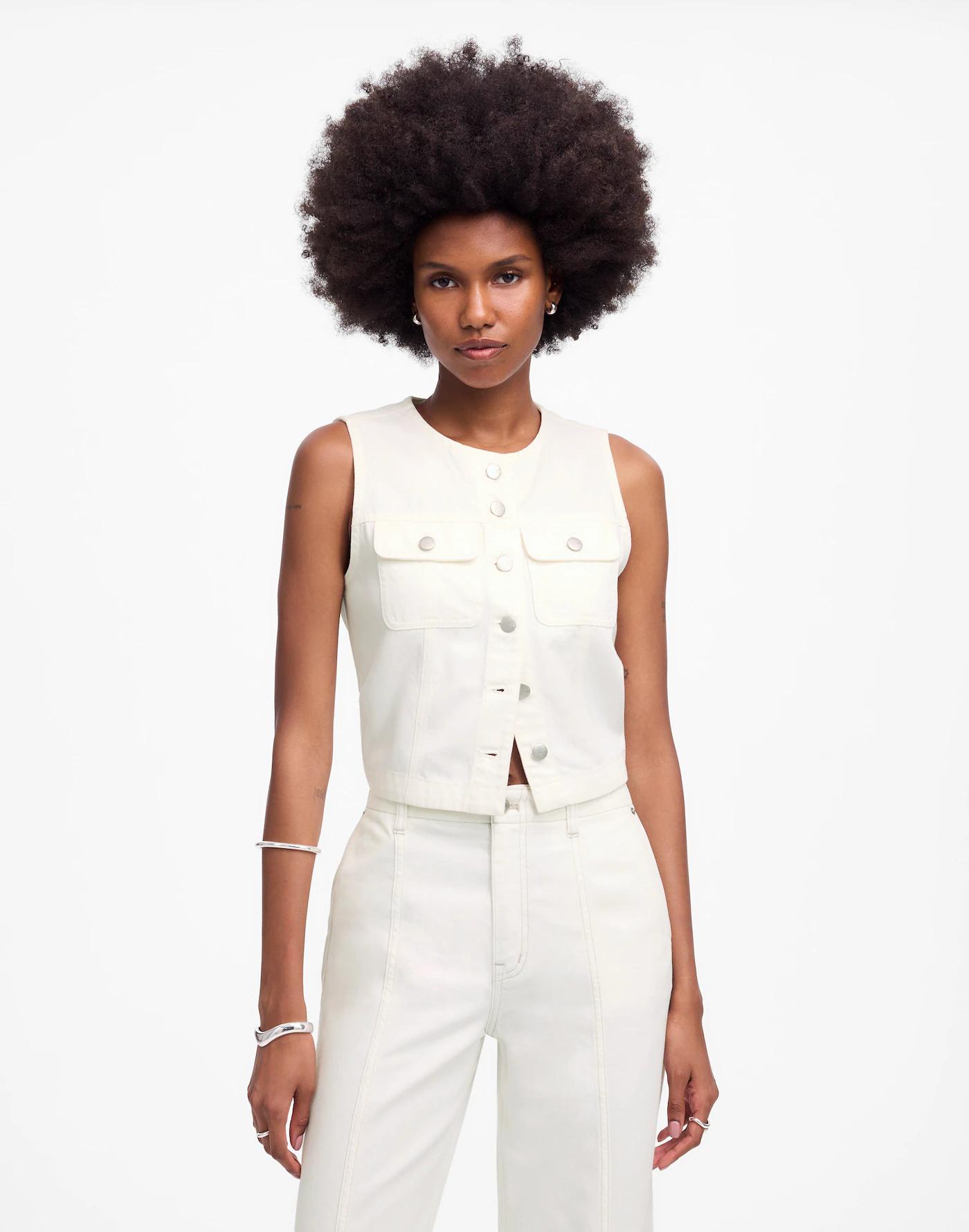 Cropped Denim Vest: Airy Denim Edition Product Image