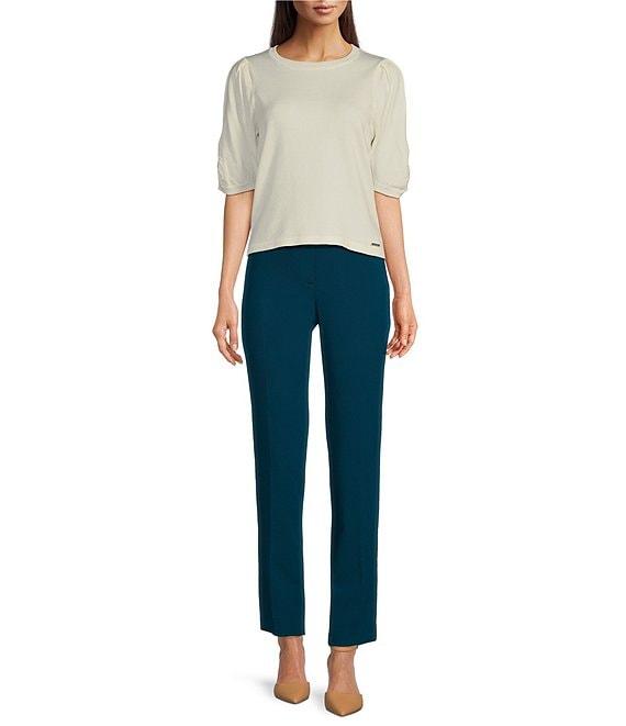 Calvin Klein Crew Neck Elbow Sleeve Knit Top Product Image