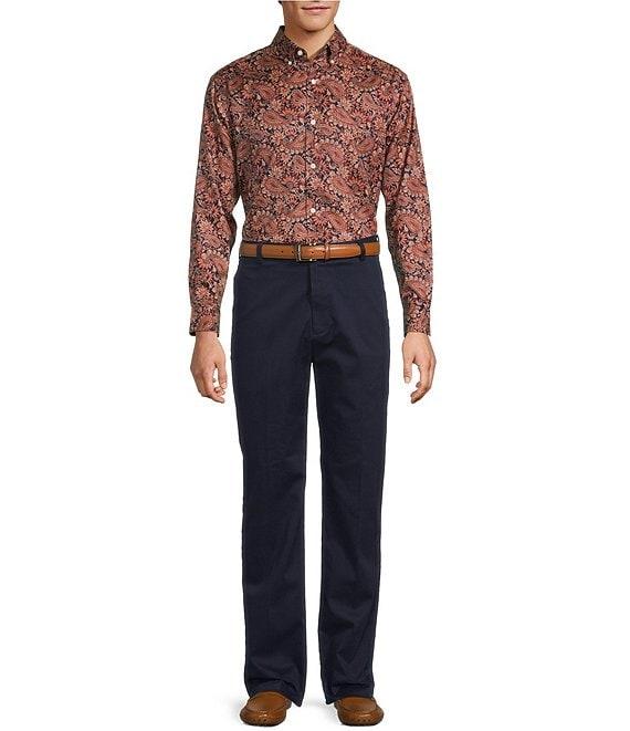 Roundtree & Yorke Big & Tall Long Sleeve Paisley Print Oxford Sport Shirt Product Image