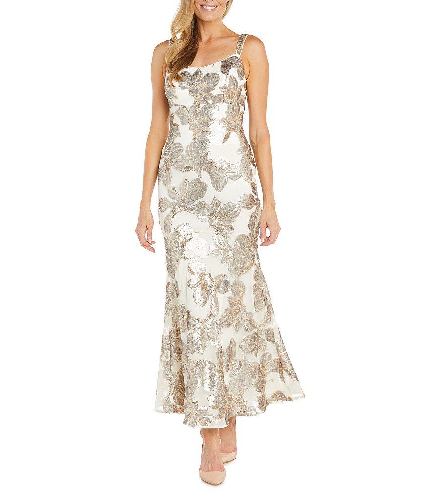 R & M Richards Embroidered Sequin Sweetheart Neck Sleeveless Mermaid Gown Product Image