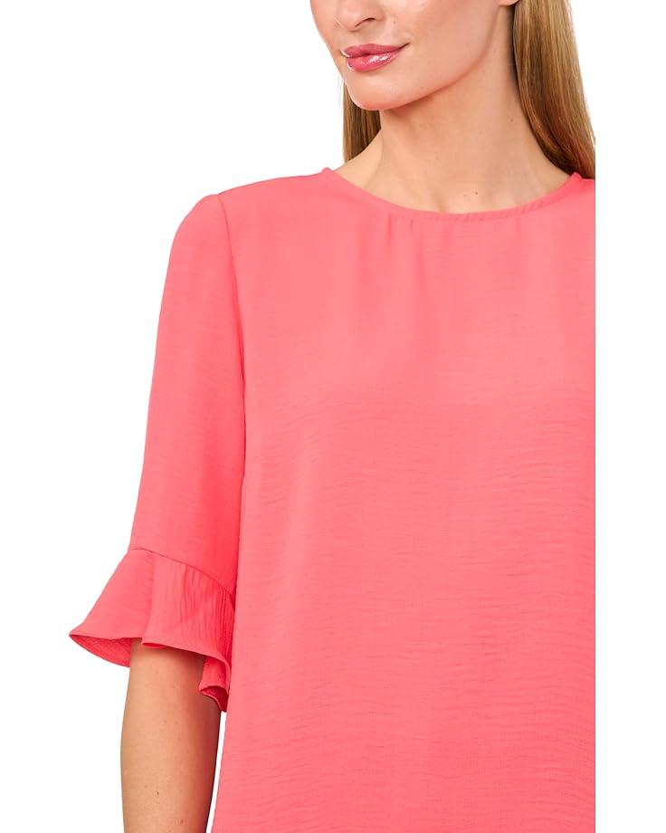 Short Sleeve Ruffle Detail High Low Top Product Image