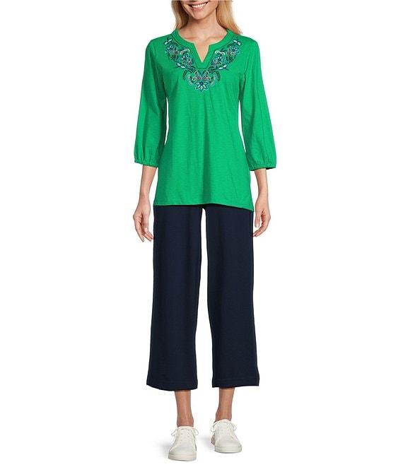 Allison Daley Light Weight Ponte Wide Leg Pull-On Crop Pants Product Image