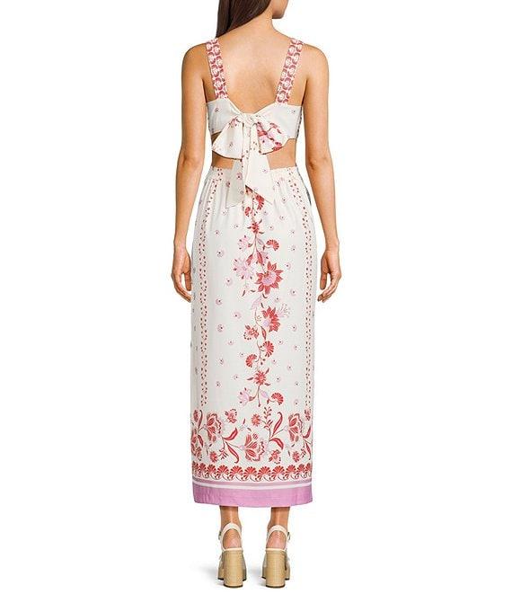 C&V Chelsea & Violet Square Neck Tie Back Printed Maxi Dress Product Image
