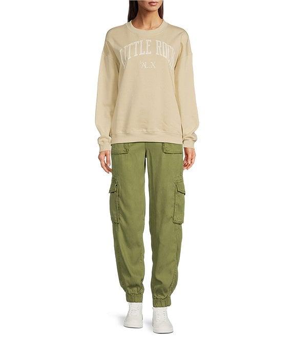 Le' AL.X Knit Crew Neck Long Sleeve Screen Print Little Rock Logo Graphic Pullover Sweatshirt Product Image