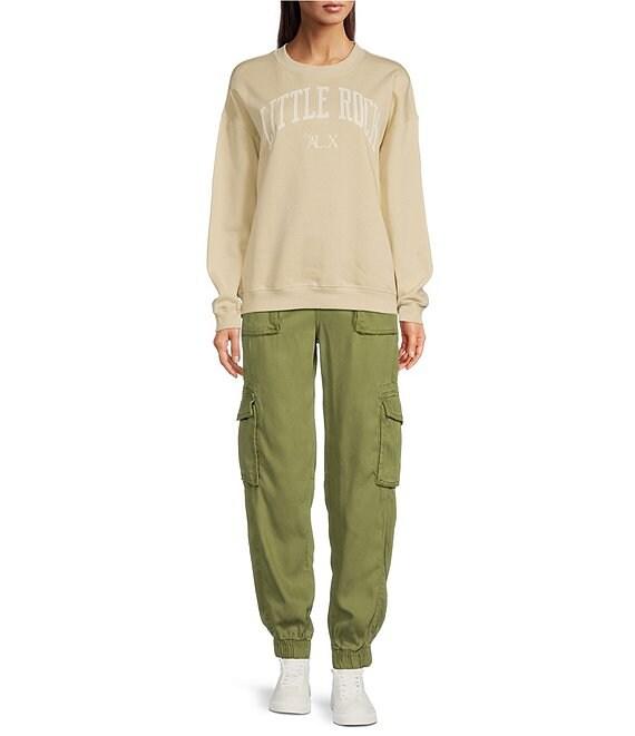 Le' AL.X Knit Crew Neck Long Sleeve Screen Print Little Rock Logo Graphic Pullover Sweatshirt Product Image