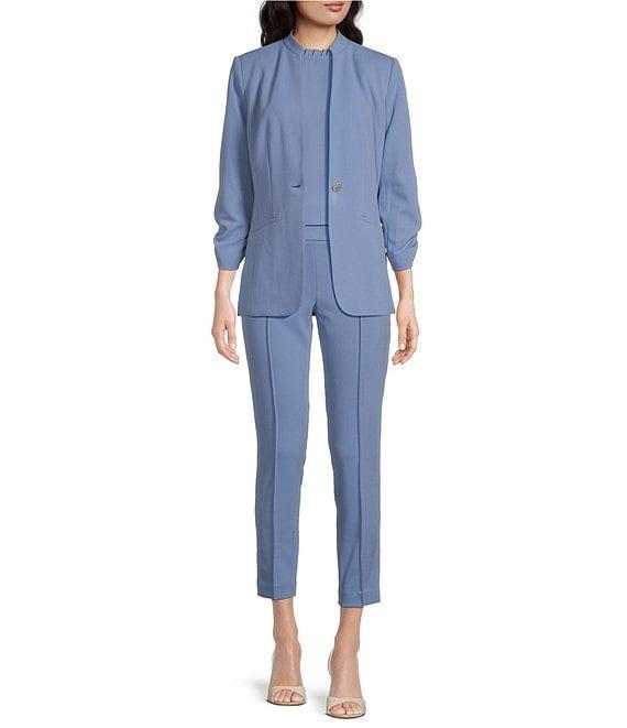 Calvin Klein Ruffle Mock Neckline Short Sleeve Blouse Product Image