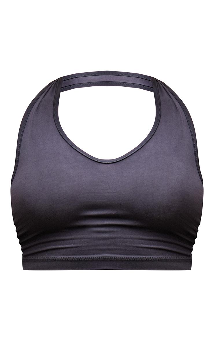 Basic Black Slinky Scoop Neck Halter Top Product Image