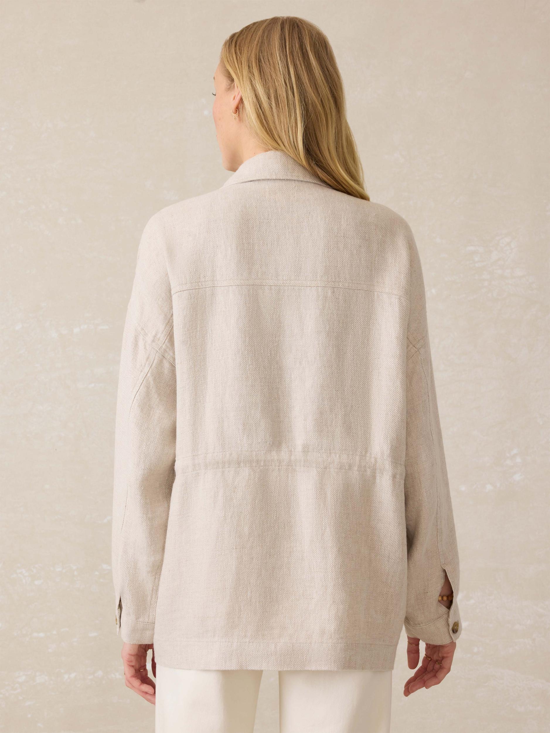 Twill Linen Utility Jacket - Flax Female Product Image