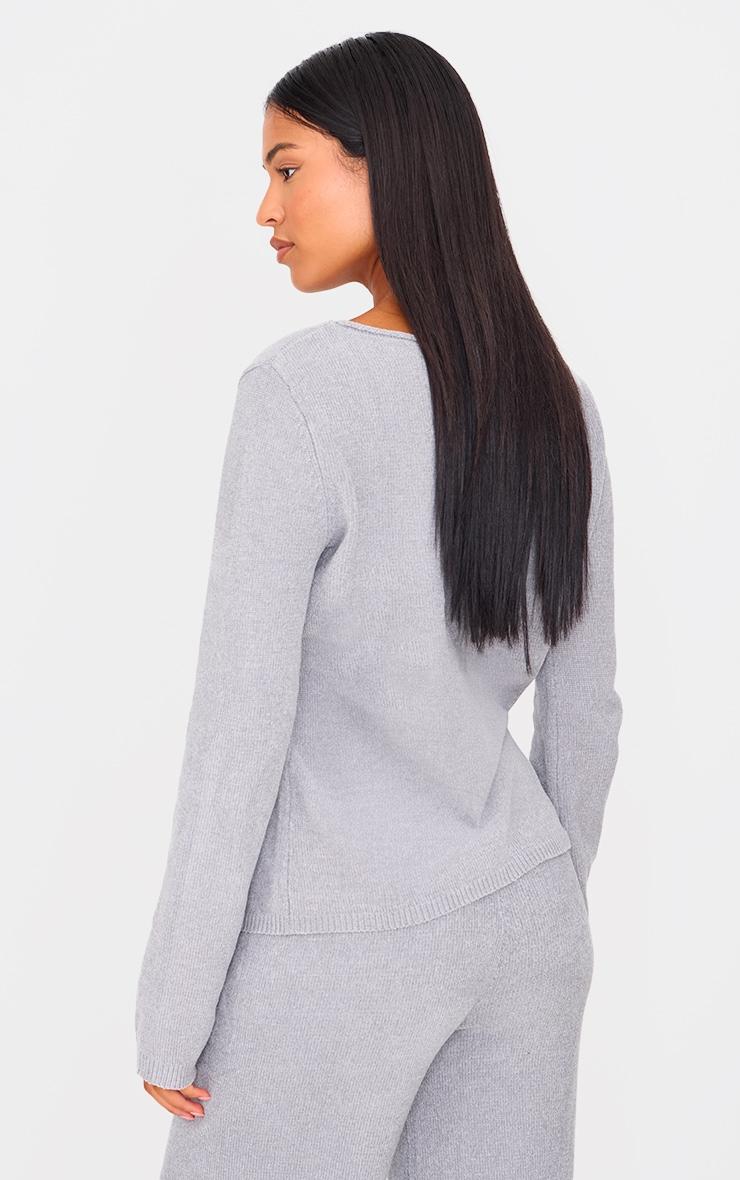 Tall Light Grey Soft Textured Knit Top Product Image
