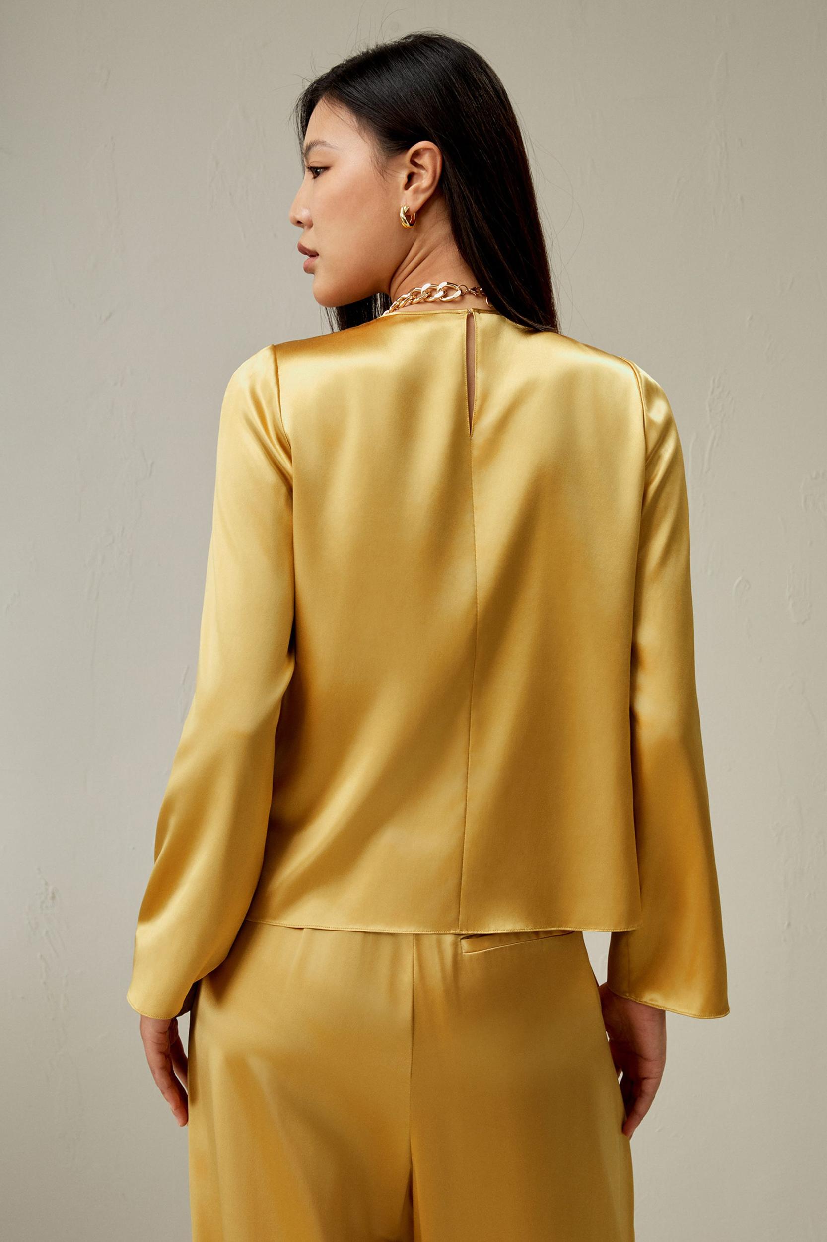 Minimalist Long Sleeve Silk Top Product Image