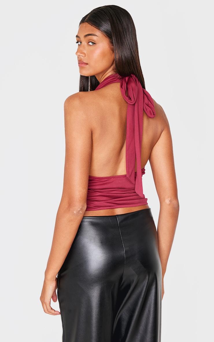 Burgundy Cowl Neck Long Top Product Image