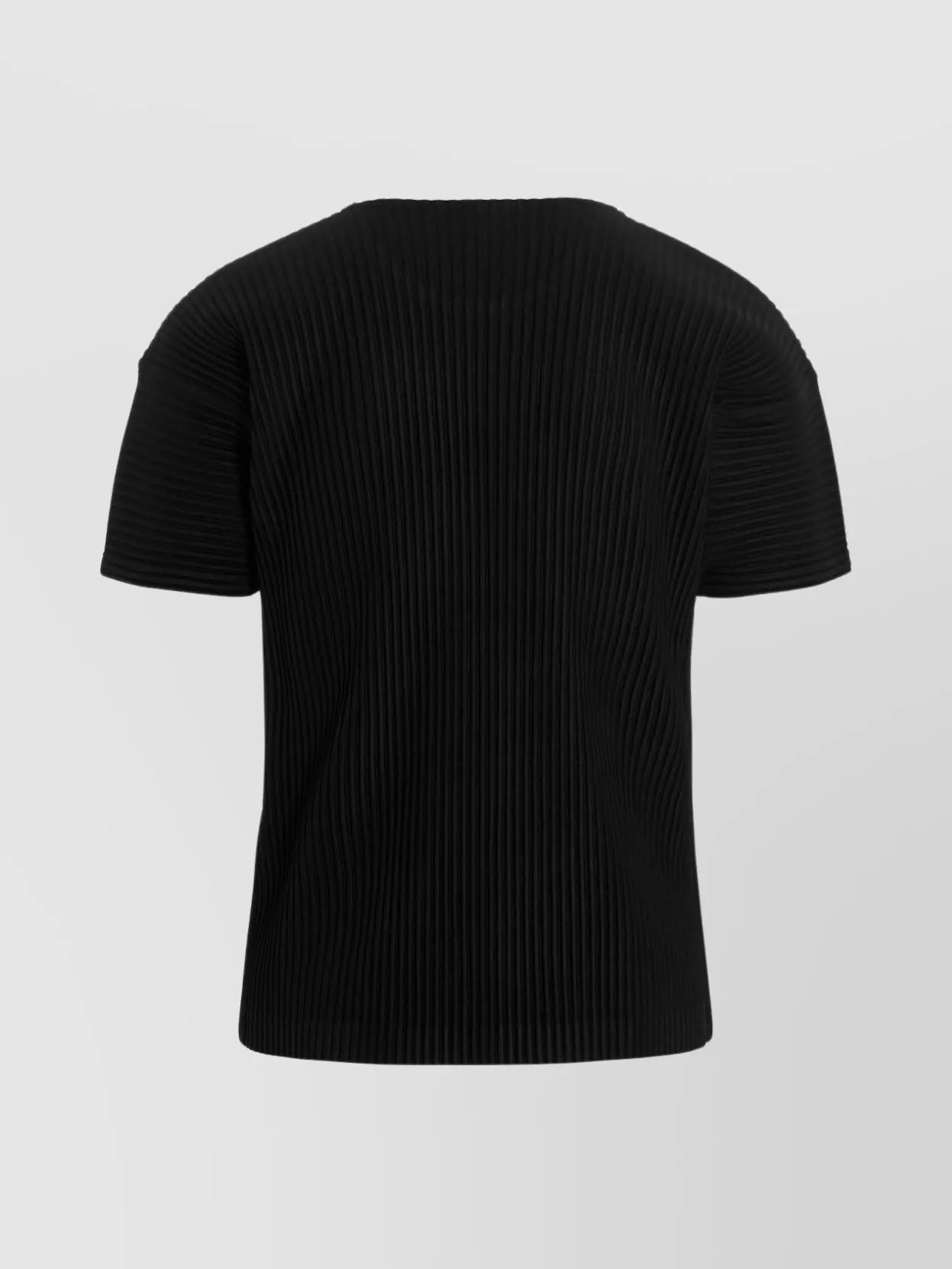 ISSEY MIYAKE Ribbed Crew Neck Short Sleeve T-shirt In Black Product Image