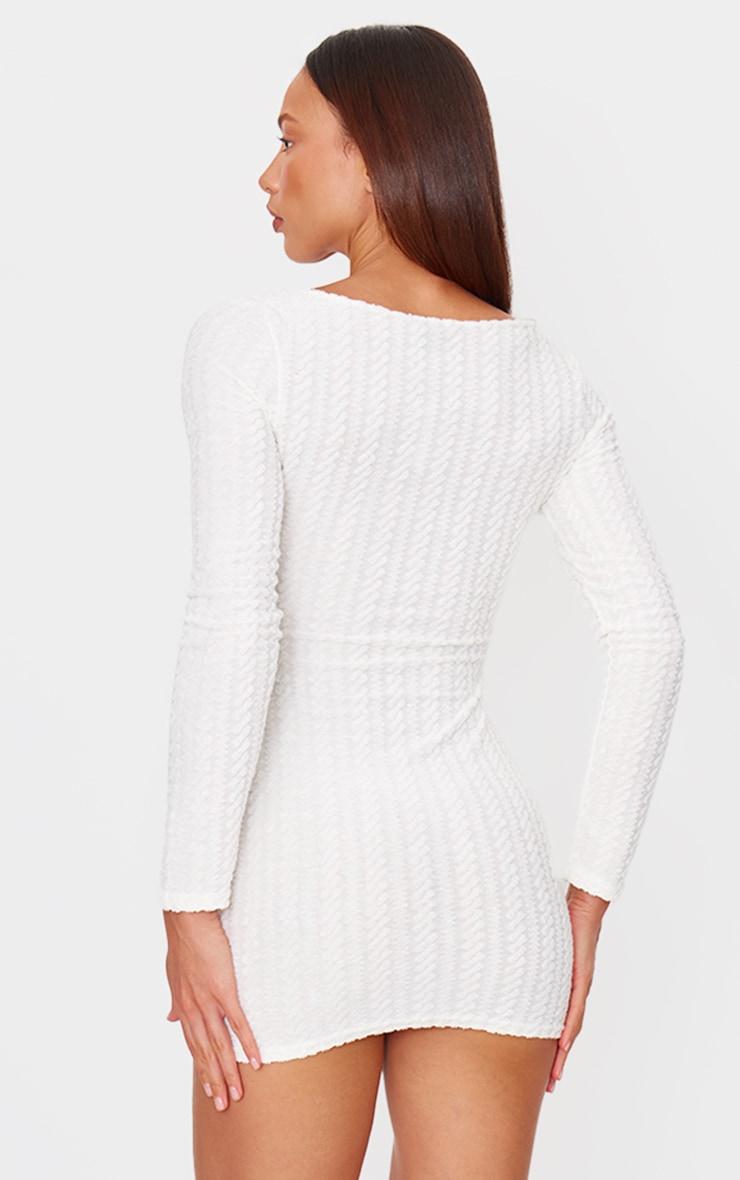  Cream Towel Boat Neck Bodycon Dress Product Image