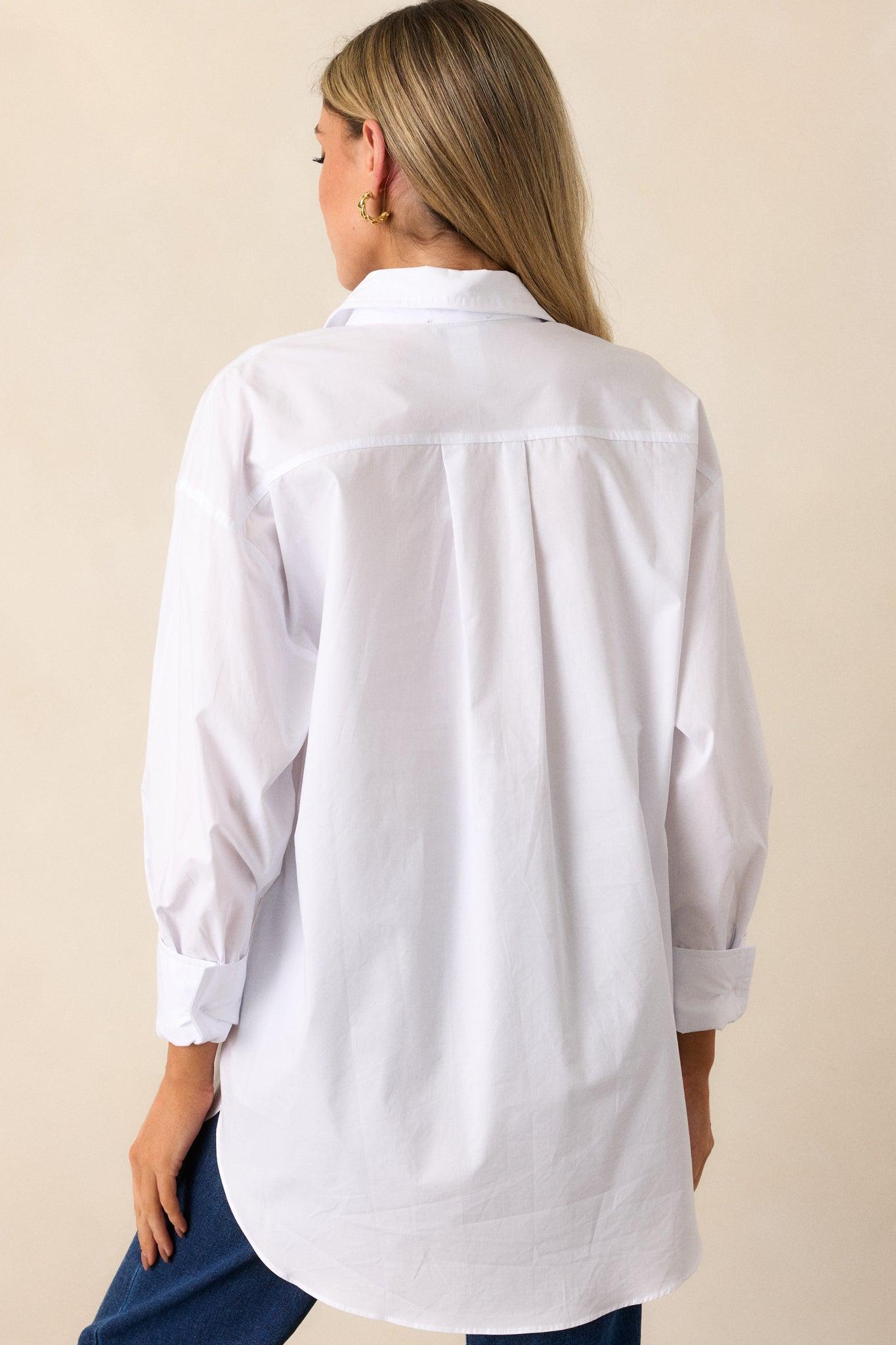 Came Prepared Cotton White Long Sleeve Button Front Top Product Image