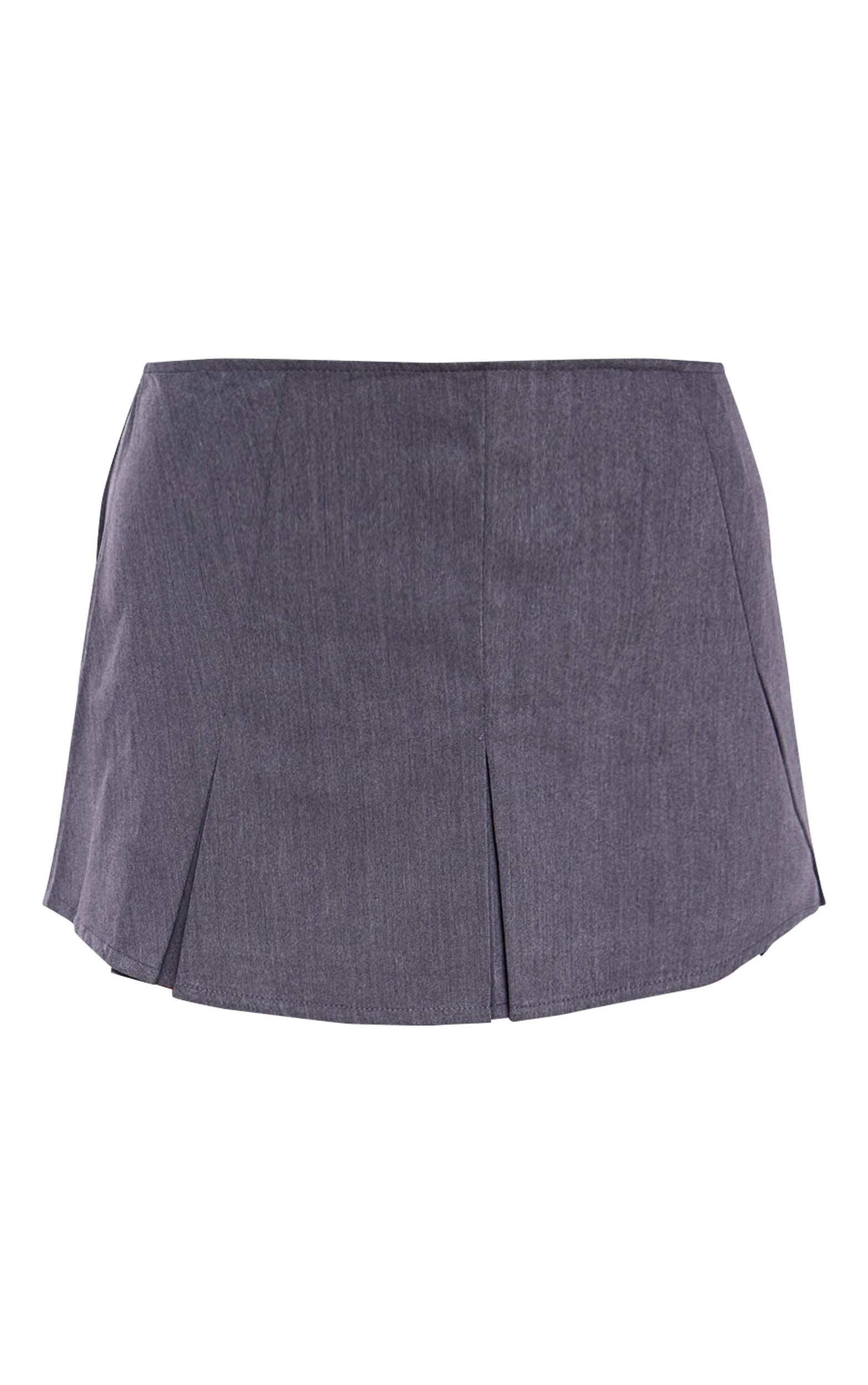 Charcoal Box Pleat Woven Tailored Mini Skirt Product Image