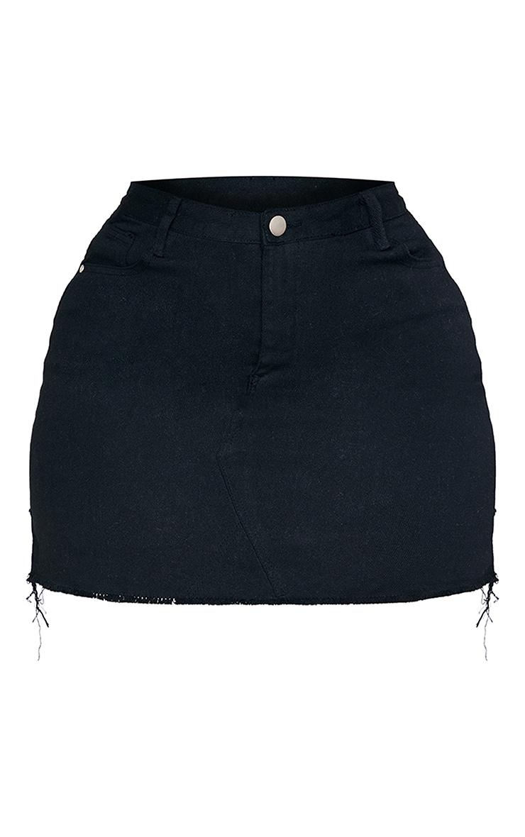 Plus Basic Black Denim Skirt Product Image