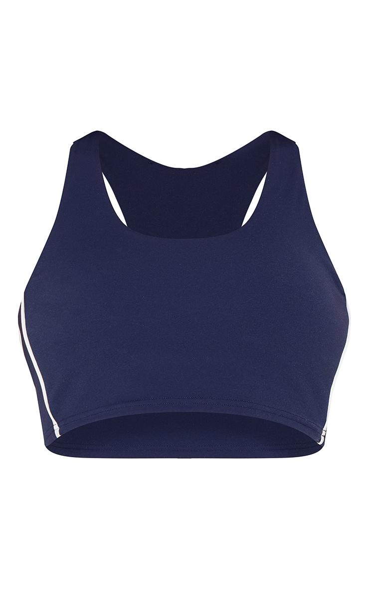 Navy Sculpt Double Layer Padded Contrast Binding Sports Bra Product Image