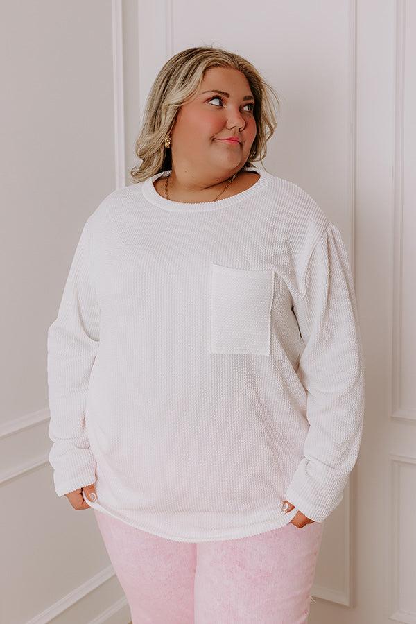 Casual Outing Ribbed Top In White Curves Product Image