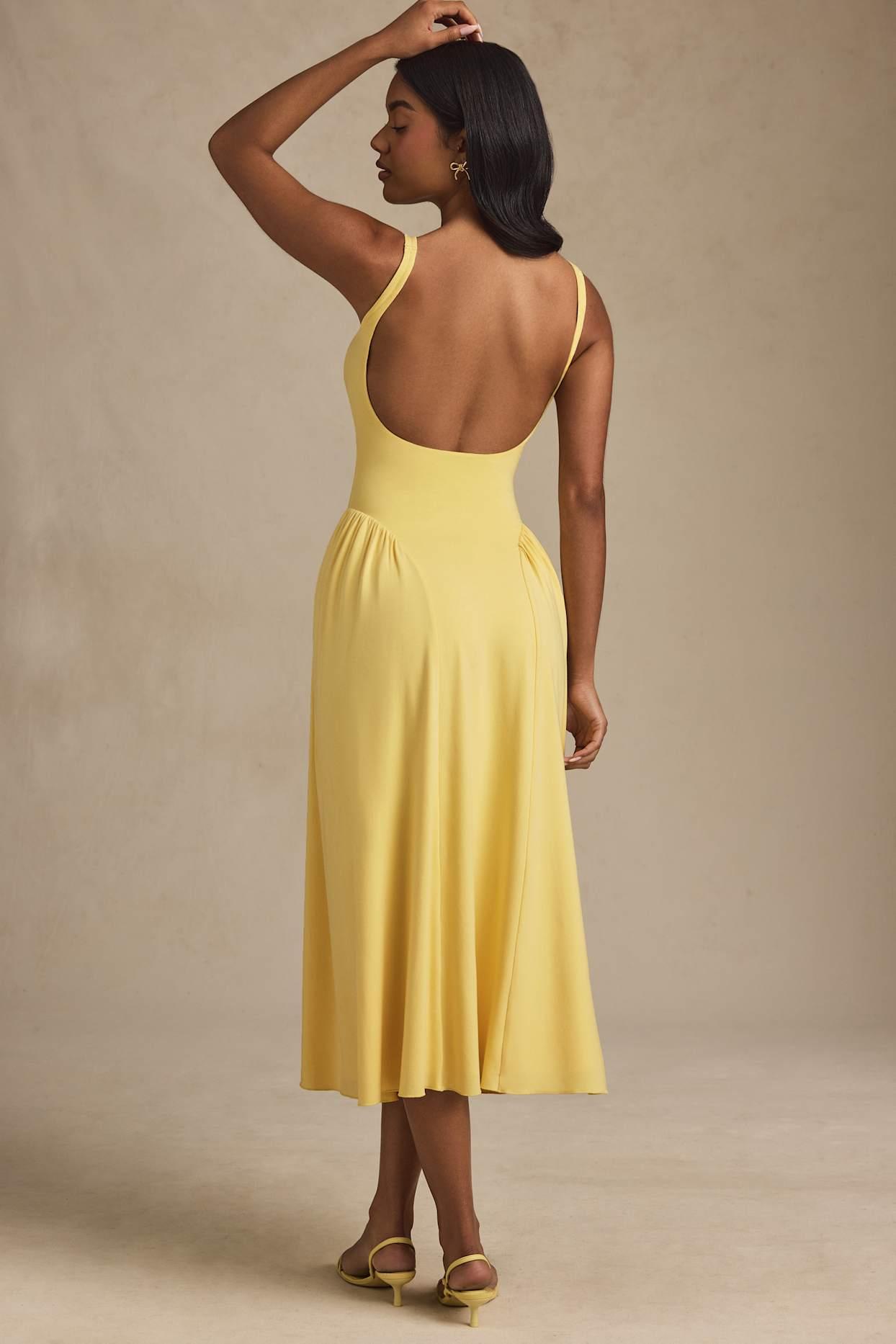 Modal A-Line Midaxi Dress in Pastel Yellow Product Image