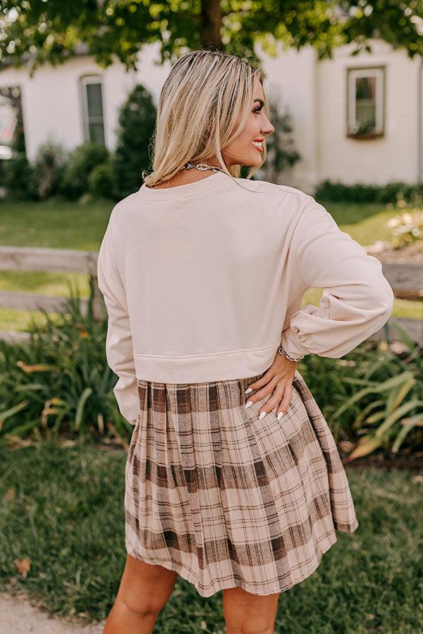 Fall Festivities Plaid Mini Dress in French Vanilla Product Image