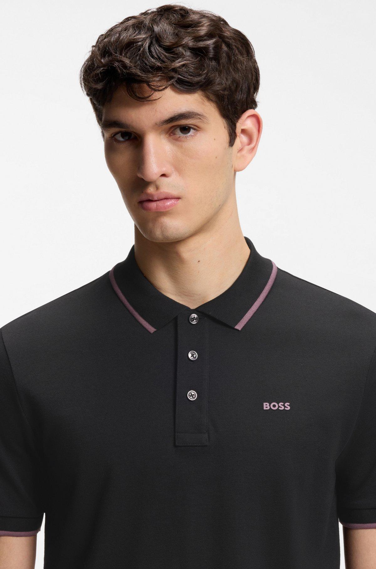Cotton-piqué polo shirt with contrast tipping Product Image
