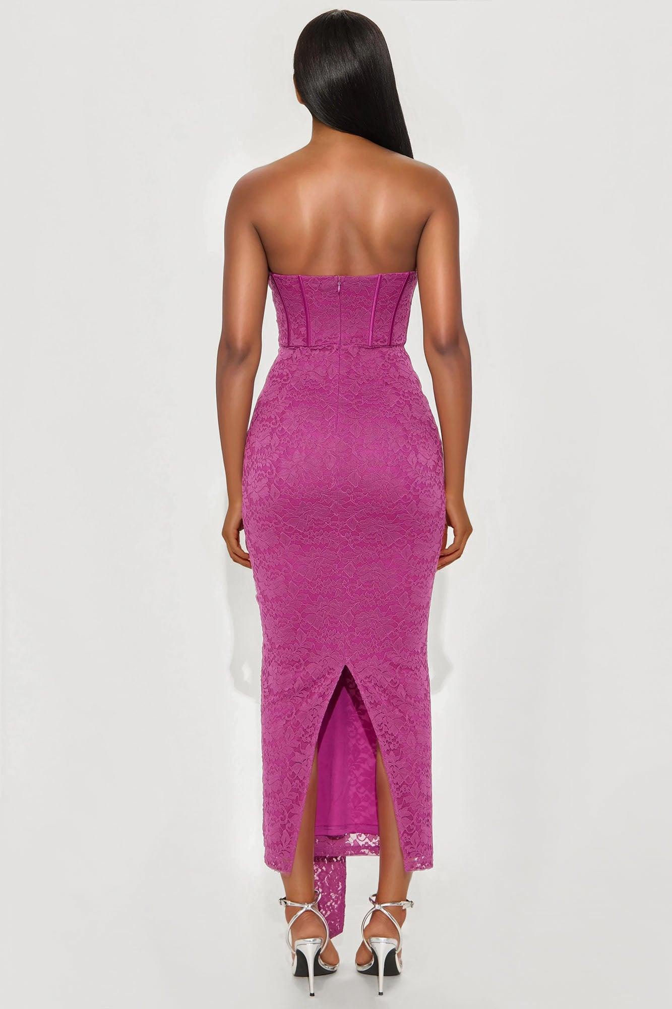 Untouchable Lace Maxi Dress - Magenta Female Product Image