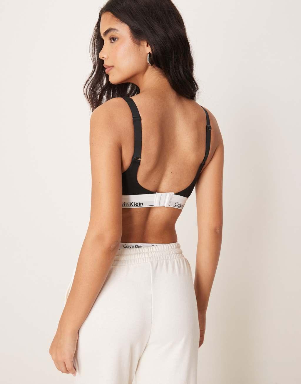 Calvin Klein Modern Cotton plunge lift bralette in black Product Image