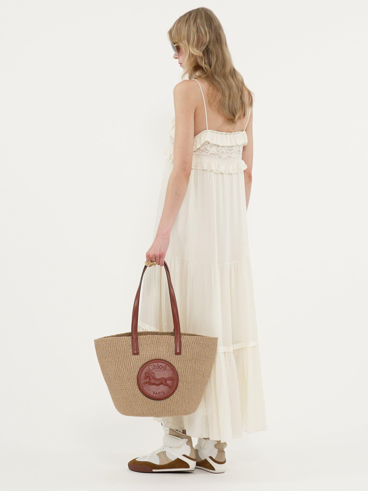 Sleeveless long dress in silk charmeuse Product Image