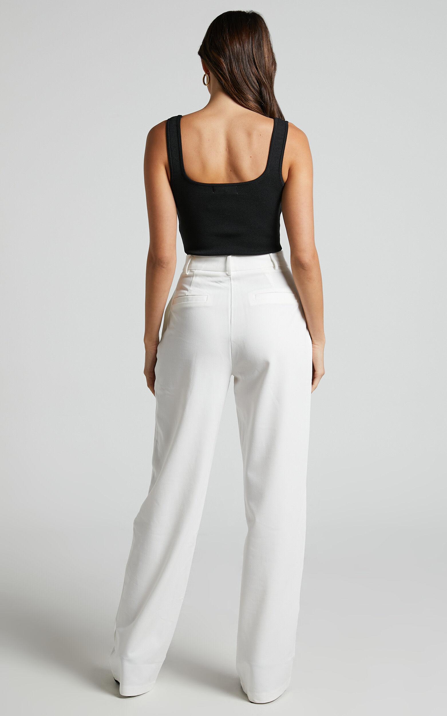 Lorcan Pants - High Waisted Tailored Pants in White Product Image