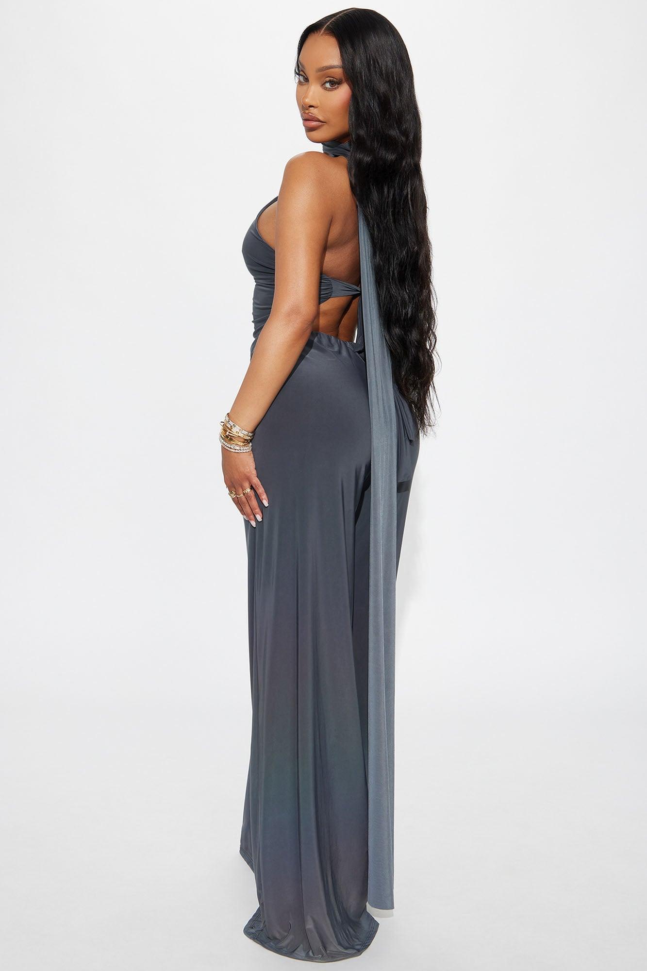 Paulina Backless Wide Leg Pant Set - Charcoal Female Product Image