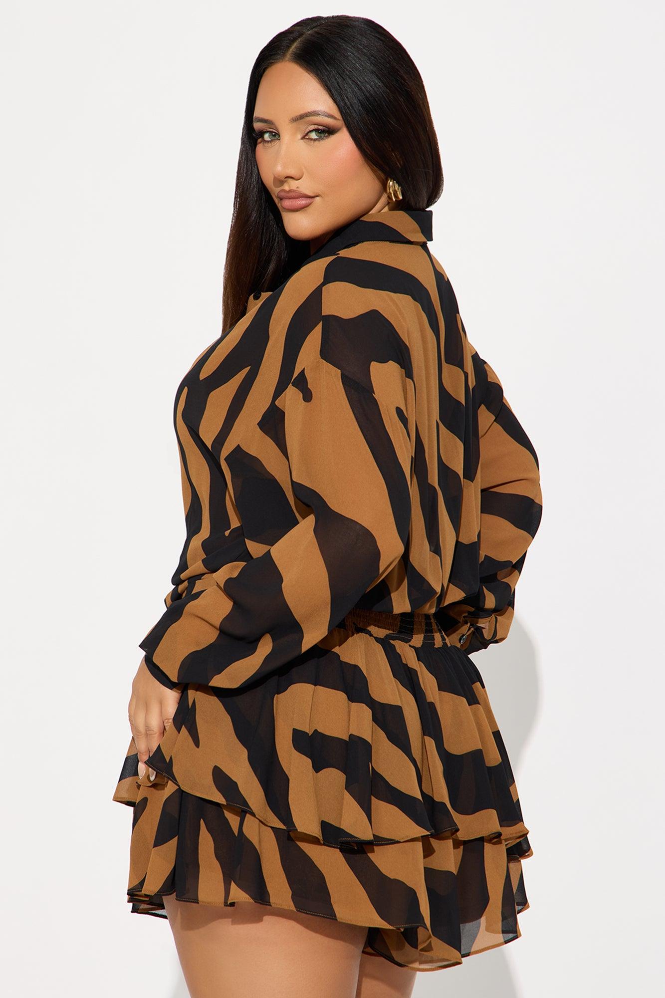 Zebra Zen Romper - Brown/combo Female Product Image