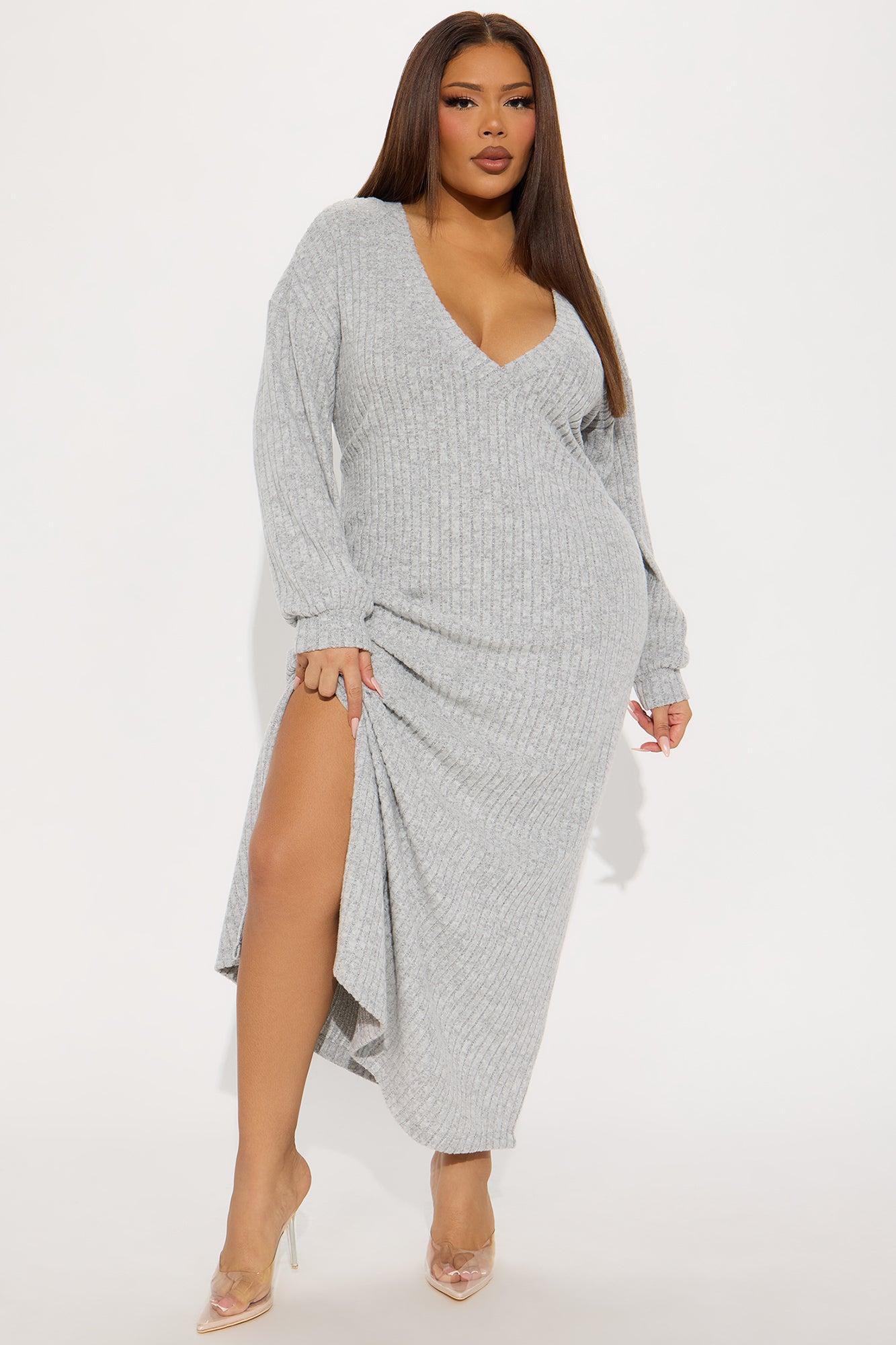 Serenity Ribbed Maxi Dress - Heather Grey Product Image