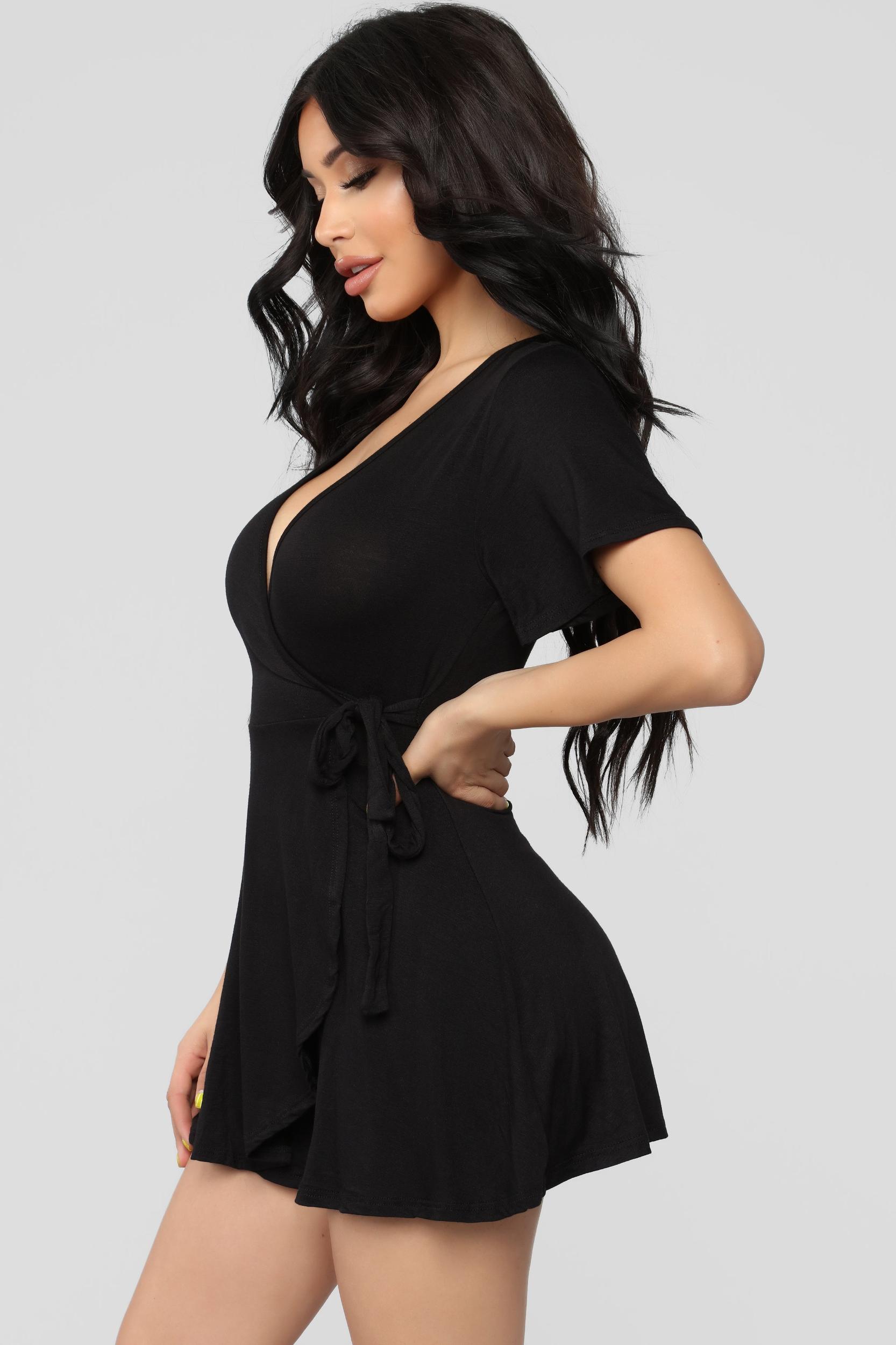 Rhonda Wrap Romper - Black Product Image