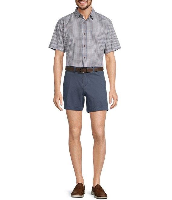 Roundtree & Yorke Short Sleeve Slub Small Plaid Sport Shirt Product Image