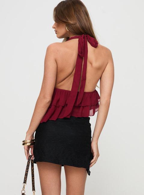 Vitoria Ruched Lace Mini Skirt Black Product Image