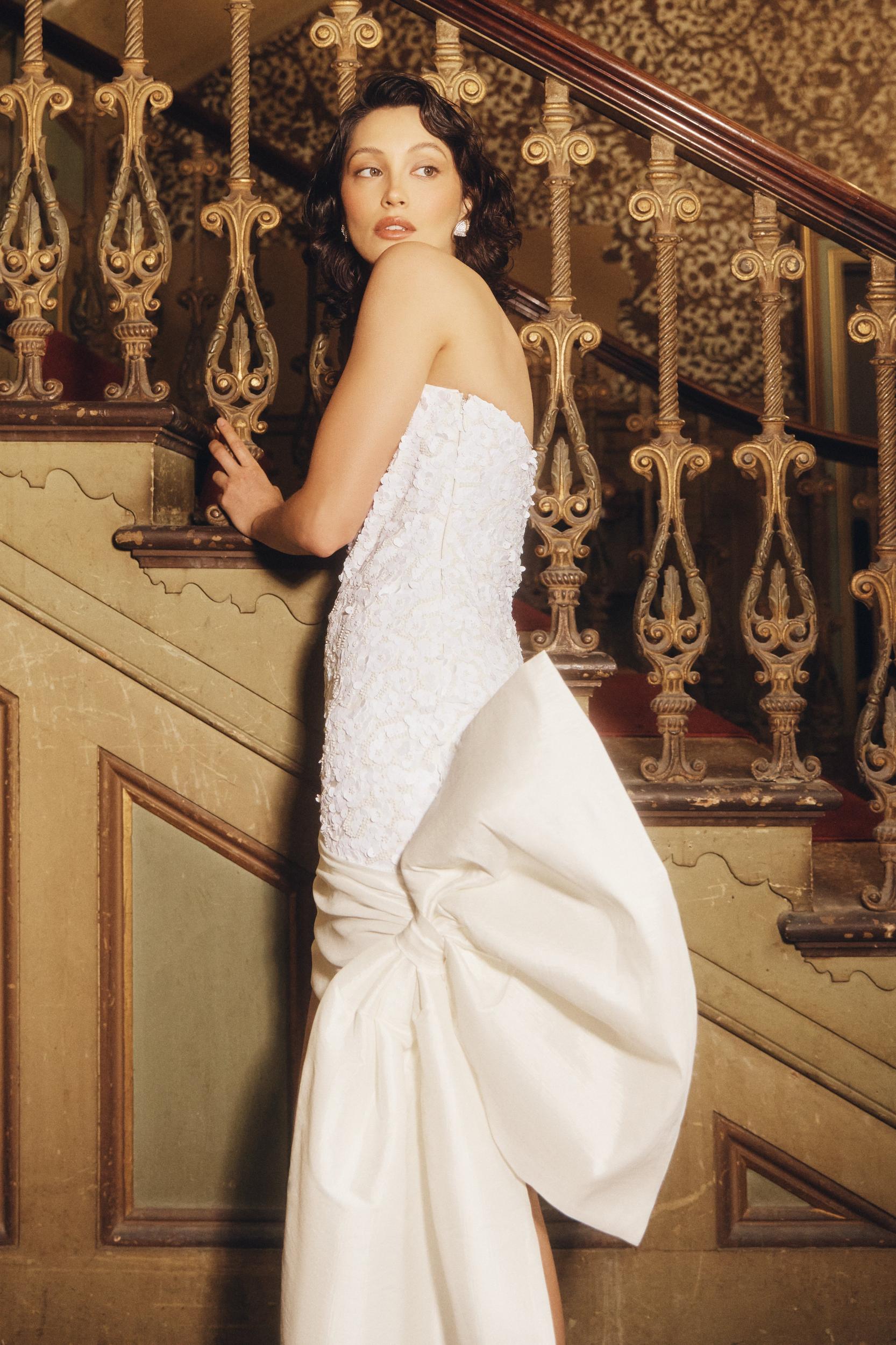 Franka Strapless Bow Mini Dress - White Product Image