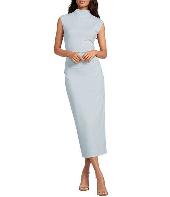Gianni Bini Knit Mock Neck Cap Sleeve Bodycon Midi Dress Product Image