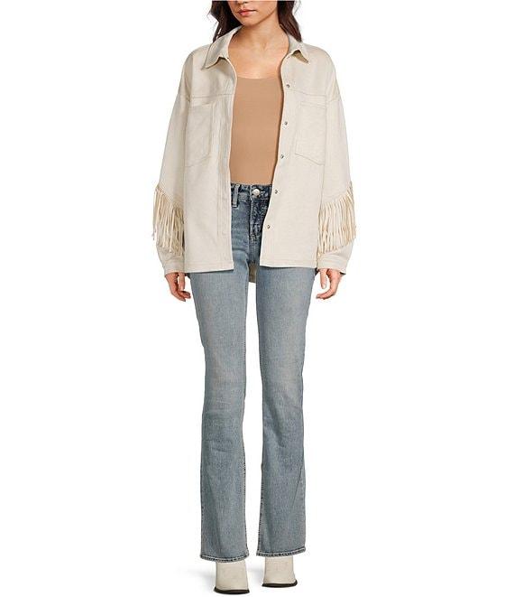 Stoosh Suede Collared Fringe Jacket Product Image