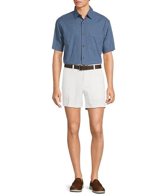 Roundtree & Yorke Short Sleeve Slub Large Plaid Sport Shirt Product Image