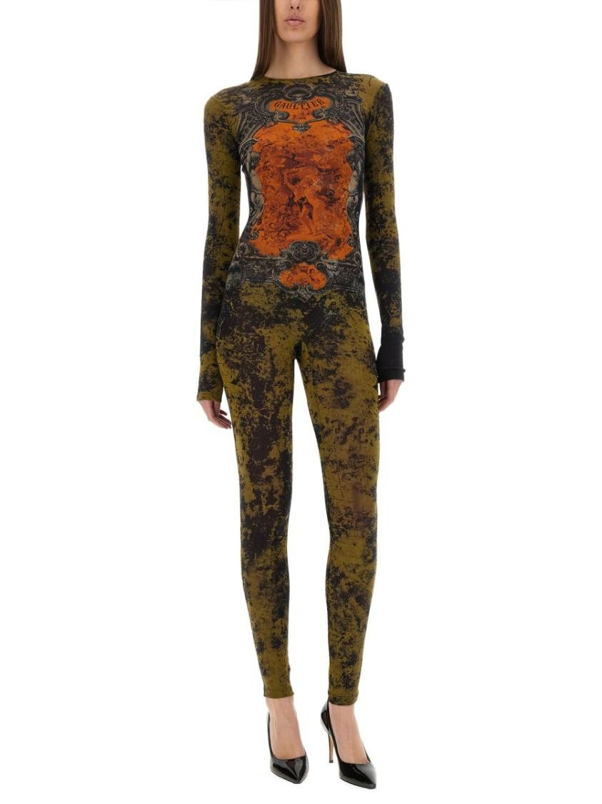 JEAN PAUL GAULTIER Graphic Print Full-length Dress With Long Sleeves In Black Product Image