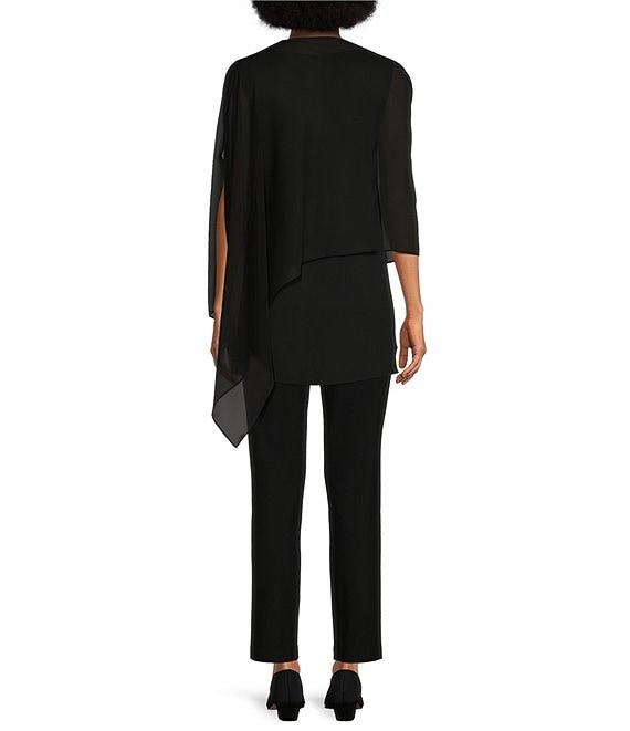 Eileen Fisher Sheer Silk Georgette Boat Neck Asymmetrical Wrap Product Image