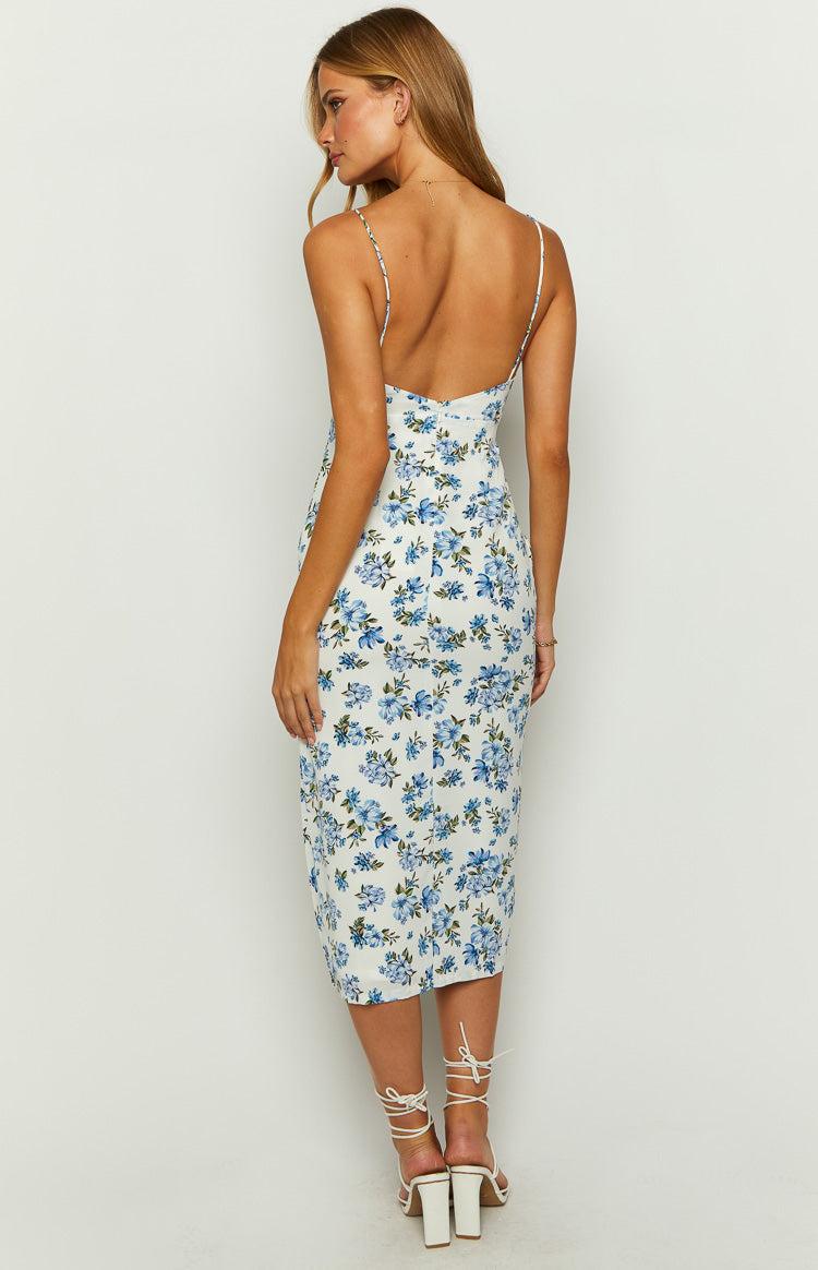 Sallie Blue Floral Midi Dress Product Image