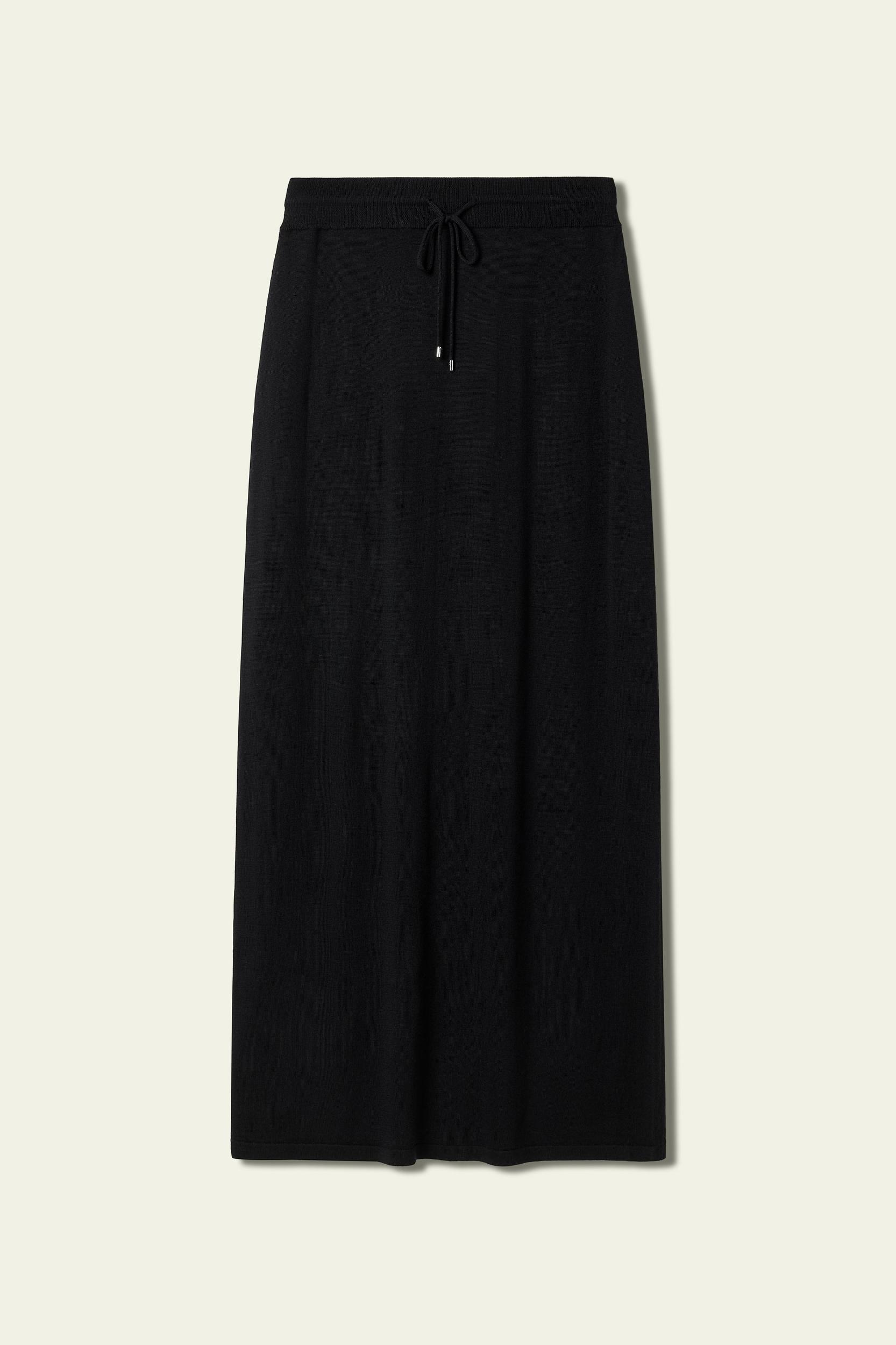 Merino Wool Drawstring Maxi Skirt Product Image