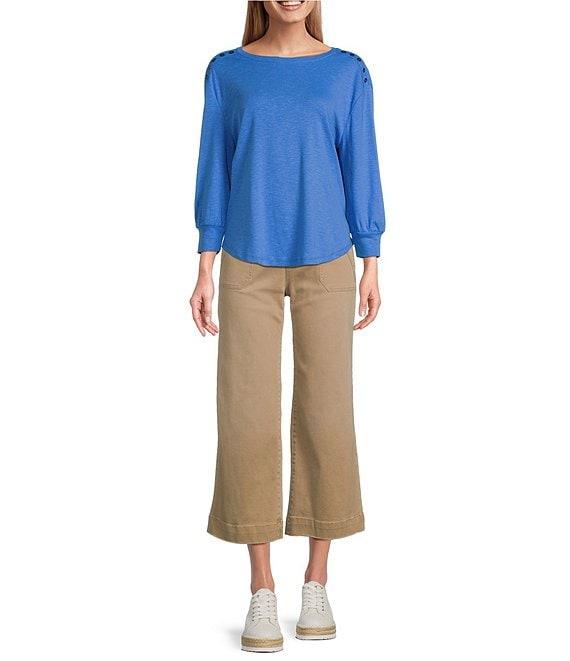 Westbound High Rise Patch Pocket Cropped Wide Leg Pull-On Pants Product Image